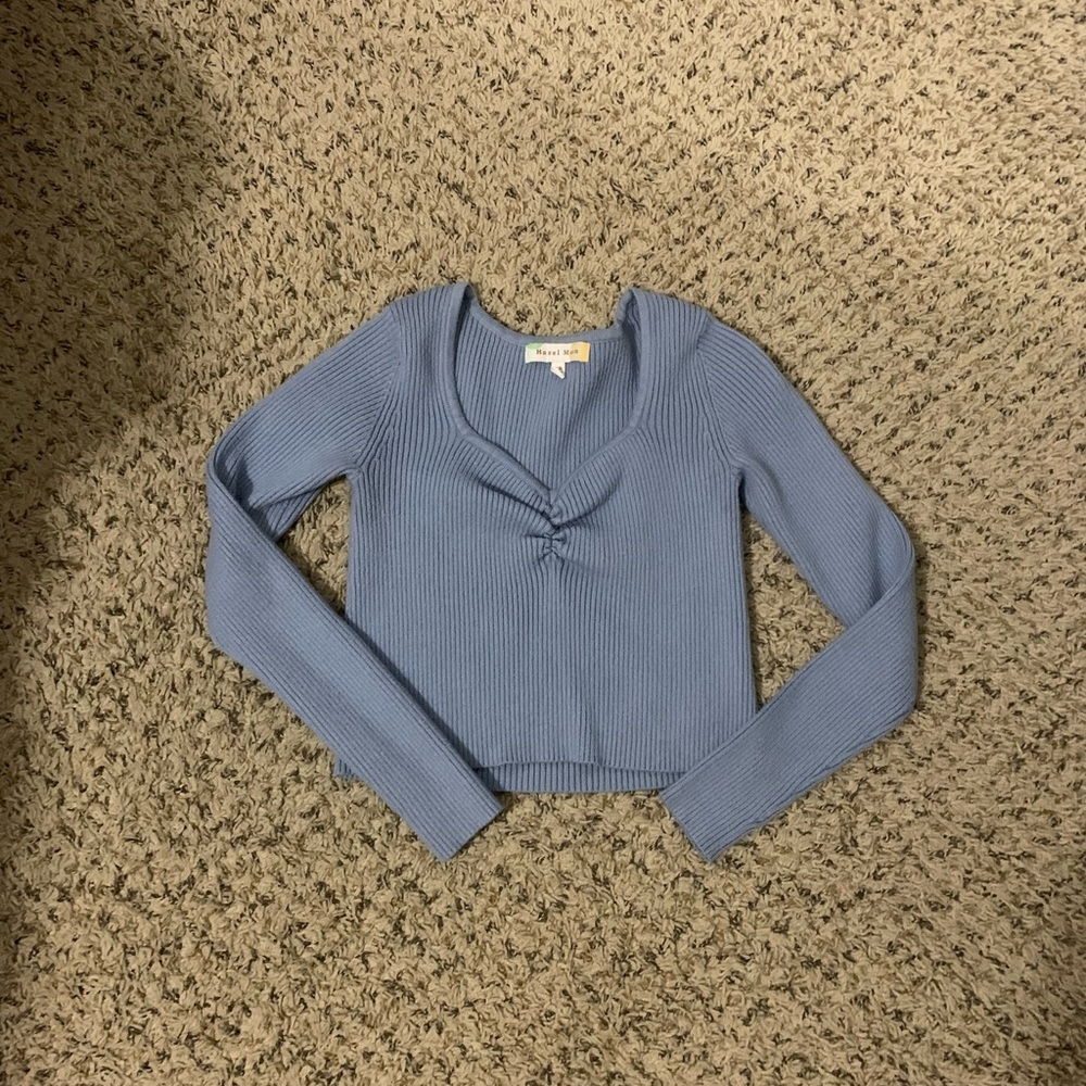 Blue Ribbed Top